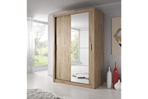 ARTI MOEBEL24_PL Schwebetürenschrank Kleiderschrank AR-04 ARTI Garderobenschrank mit Spiegel Schiebetürenschrank (Shetland Eiche)