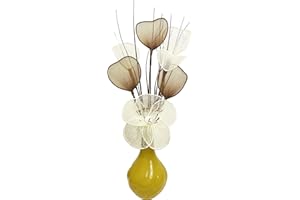 Flourish Kunstblumen im Topf Dekoration Wohnung Modern Deko Wohnzimmer, Geschenk, 32cm, Gelb