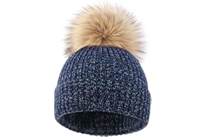 DRESHOW Gorro Bebe Invierno Gorro Lana Niño Sombreros Unisex de Punto Suave para Niños y Niñas con Pompón Bonito Gorros Cálidos para Niños de 3 meses - 8 años