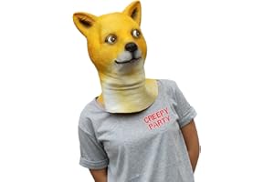 CreepyParty Fiesta de Disfraces de Halloween Máscara de Cabeza de Látex Animal Shiba Perro