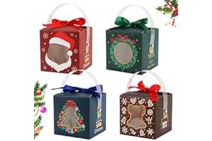 ACTOYS 8 Pezzi Scatole Natalizie, Scatola Regalo con Nastro per Feste di Natale