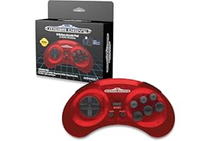 Retro-Bit Sega Mega Drive 2.4 GHz Wireless Controller 8-Button Arcade Pad for Sega Genesis Original/Mini, Switch, PC, Mac – Includes 2 Receivers & Storage Case (Crimson Red) (Nintendo Switch)