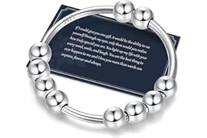 J.FÉE Anillos de ansiedad con cuentas, anillos de plata de ley 925 para mujer, anillo antiestrés para ansiedad, anillo antiansiedad para mujer, anillos giratorios para ella y él