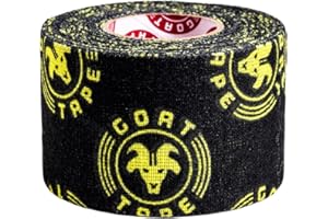 Goat Tape Scary Sticky Premium Athletic Tape, Weightlifting Tape, Thumb Tape for Hook Grip, Sticks with You Through the Toughest Fitness Workouts and Lifts, Black/Yellow, 1 Roll