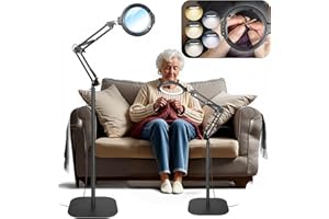 ‎GABORISH 12X Bodenlupe mit Licht und Ständer, Flexible Schwenkarm Lupenleuchte mit 54 LED, 5 Farbmodi stufenlos dimmbar Hände frei beleuchtete Lupe für Lesen, Nähen, Handwerk, Feinarbeit