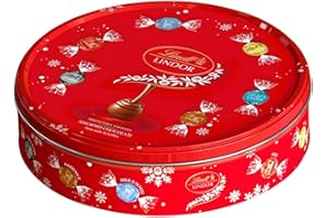 Lindt Lindor Chocolate Truffle Selection Gifting Tin With Milk, Milk And White, White, Dark 60% And Salted Caramel Chocolate Truffles, 450g