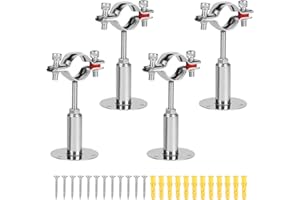 LALAGO 4pcs Abrazadera de Soporte de Tubería Ajustable para Φ32-34mm, Acero Inox Soportes para Techo de Montaje en Pared con 12pcs Tornillos y Tubos, Correas de Pipa para la Fijación o Varillas