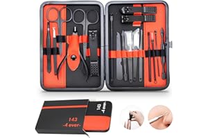 143 -4 EVER- Nail Clippers Gifts for Men, Women & Travel Essentials. Manicure Set with Nail Files, Nail Scissors, Cuticle Remover, Nail Kit. Nail Clippers for Tick Nails & Pedicure Sets for Feet. 18pc Nail Set.