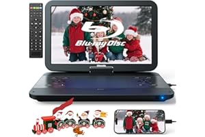 GOnavidio 15,4“ Lecteur DVD Blu Ray Portable avec câble HDMI, Rotatif à 270° HD 1920x1080, Lecteur Blue Ray Portable avec Batterie Rechargeable 5 Heures USB/SD (0511)