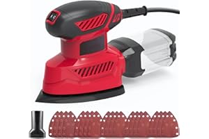 VISTRECK Schleifmaschine 130W 14000RPM Deltaschleifer Multischleifer mit 20 Schleifpapier, 1 Staubbox, 1 Vakuumanschluss, Zum Polieren von Wänden, Holz, Farbe, Möbeln, Metall, Zement