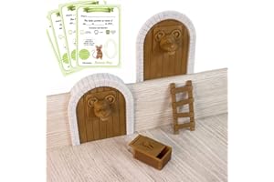 MFS MYFUTURSHOP Myfuturshop® Porte magique de La Petite Souris, boîte à dent, échelle, 4 certificats de dent propre et 2 cadres pour choisir la hauteur de la porte. Cadeau original pour garçon et fille. Marron.