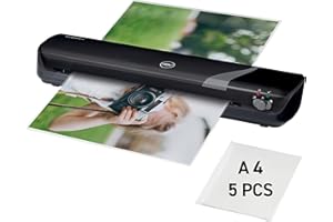 GBC 4402076EU - Plastificadora Inspire+ A3 Compacta, Calentamiento en 4 Minutos, Modo Frío para Materiales Sensibles, Compatible con Fundas de 75-125 Micras, Incluye 5 Bolsas de Inicio, Color Negro