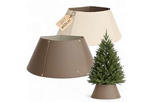‎LIVLIG53 Livlig53 Weihnachtsbaum Kragen, hochwertiger Weihnachtsbaum Rock aus Kunstleder, Weihnachtsbaumständer Abdeckung im 2in1 Design, Zweiseitiger Weihnachtsbaum Korb, Weihnachtsbaum Rock Beige I Braun
