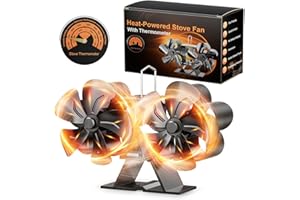 Do-Electr Ventola Per Stufa a Legna con 10 Foglie Ventilatore Per Stufa con Termometro Magnetico Ventilatore a Legna Alimentato a Calore Silenzioso/Circolazione Ecologica/Distribuzione
