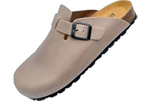 GONKOS®, Zuecos de Piel con Plantilla de Corcho, Piel Autentica, Corcho Natural, Hebilla Ajustables al Pie, Sandalias Hombre/Mujer, Suela Antideslizante EVA, Sandalias de Calidad Hechas en España