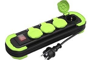 MutecPower Ciabatta Multipresa schuko per esterno 4 prese IP44 con interruttore Presa multipla elettrica impermeabile, contatti protetti con coperture e cavo avvolgibile da 3m 16A/250V H05RR-F3G1,5