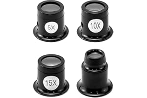 QWORK® 4 Pezzi Monocolo Orologiaio 5x 10x 15x 20x Lente Ingrandimento Professionale per Orologiaio, Elettricista, Gioiellieri, Cucito Artigianato