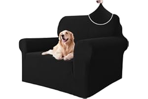 ‎YSTYLE Ystyle Sofa überzug 1 Sitzer Mit Armlehne, Stretch Sofabezug rutschfest, Modern Sofa Cover Für Hunde Haustiere, Atmungsaktiv Couch überzug Mit Elastic Bottom, Schwarz