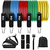 Bande di resistenza - Expander Tubes Rubber Bands fascia fitness con 5 bande fitness, grandi maniglie, cinghie per i piedi, a