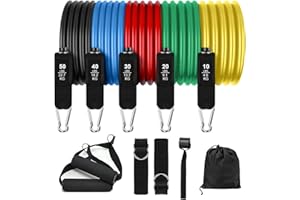 HAPPTWS Bandes de résistance - Expander Tubes Rubber Bands Bande de Fitness avec 5 Bandes de Fitness, Grandes poignées, Sangles de Pied, Ancre de Porte, Sac de Transport, idéal pour l'entraînement en Force