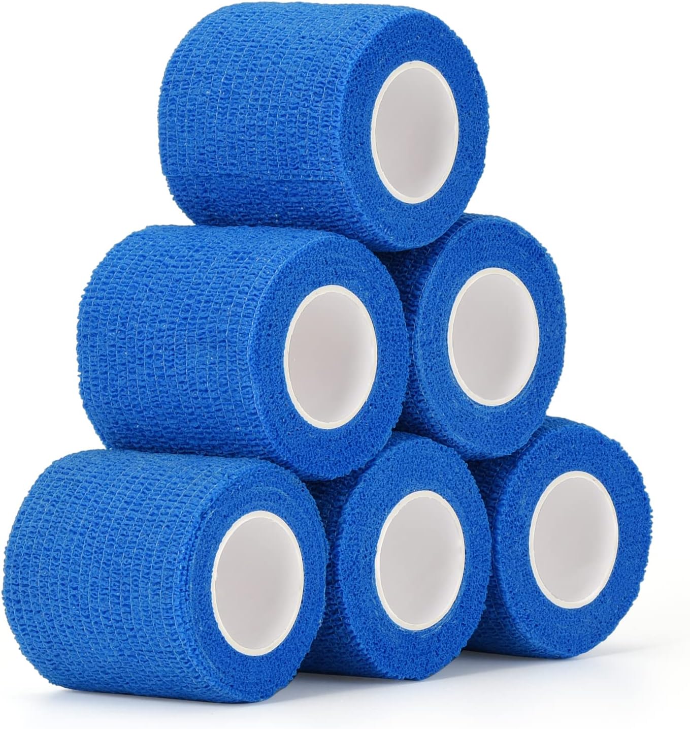 SEADESKY 6 Roll Self Adhesive Bandage Wrap 2 Inch Self Adherent Cohesive Bandages Athletic Sports Tape for Wrist Ankle Elastic Stretch Bandage Pet Vet Wrap for Dog Horse (Blue)