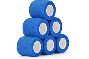 SEADESKY 6 Rollen Selbsthaftende Bandage Hund Vet Wrap Pet Selbstklebender Verband 5cm x4,5 m Cohesive Bandages Haftbandage Elastische Binde Fixierbinde für Katze Hund Pferd Finger Kohäsive Bandage (Blau)