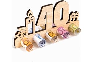 EUES Cumpleaños Regalo, 40 Cumpleaños Regalo de Dinero de Madera, Números Decorativos de 40 Años, 40 Aniversario Regalos de Cumpleaños de Madera(16 * 0.7 * 8.5cm)