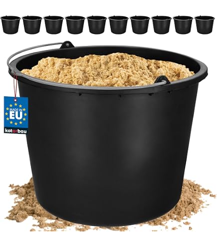 Seau De Construction KADAX 12L Orange - Avec Poignée Zinc, Résistant Pour Mortier, Eau Et Matériaux Lourds