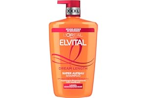 ‎L'OREAL PARIS L'Oréal Paris Elvital XXXL Shampoo gegen Spliss, Für traumhaft langes Haar, Mit Rizinus-Öl, Vitaminen und pflanzlichen Proteinen, Dream Length Super Aufbau Haarshampoo, 1 x 1000 ml