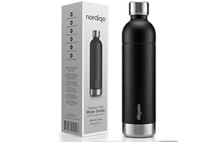 Nordiqo Premium Bouteille de Carbonatation Inox 1L / 1000 ml | Compatible avec Aarke Carbonator 3, Sodastream (Excl. Crystal + Jet) et bien d'autres | Lave-Vaisselle, Sans Date d'Expiration, Sans BPA