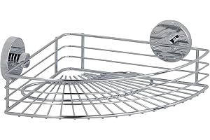 WENKO Vacuum-Loc® Hörnhylla, vägghylla för montering utan borrning, praktisk duschhylla med smart vakuumfäste, hylla för badrum och kök av förkromad metall, 35 x 9 x 22,5 cm
