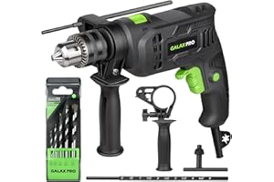 GALAX PRO Hammer Drill, 600W Electic Corded Drill, 13mm Metal Chuck, 0-3000RPM, Powerful Variable Speed for Drilling in Wood, Soft Metals