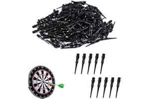 JINSION 200 Piezas Punta Repuesto Cabeza de Dardo, 28mm Puntas de Repuesto para Dardos Blandos, Fácil Reemplazar,Puntas Dardos Plastico Cortas, No Fácil de Romper Doblar, Ideal para Amantes Dardos (Negro)