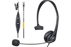 Voistek RJ9 Casque de téléphone avec Micro réduction du Bruit, contrôle du Volume et déconnexion Rapide, Casque pour T46G T48G T42S T46S T48S T42U T43U T54W T57W T58W VP59 ect.(monoaural)