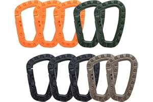 Mis.Moon 10 Stück Karabinerhaken Kunststoff, D-Form Bergsteigen Schnalle, Tragbare Karabiner Schlüsselanhänger, Multifunktions Karabiner Klipp für Wasserflaschen, Seile, Rucksäcke, Angelruten
