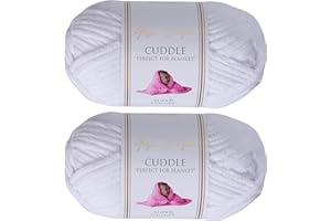 Utopia Crafts Cuddle Super Chunky Chenille Yarn White, 100g 60m Ball, Fluffy, Soft & Easy to Use, Perfect for Crochet & Knitting, Machine Washable, Beginner-Friendly Wool Alternative - Pack of 2