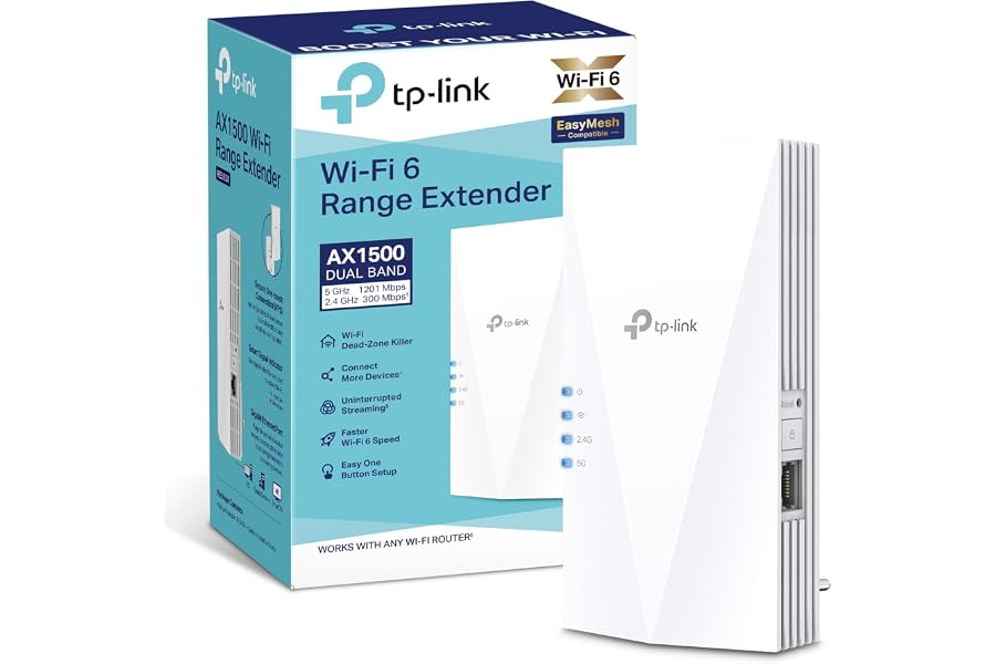 TP-Link RE500X - WiFi 6 Repetidor, AX1500 WiFi, Puerto Ethernet Gigabit 10/100/1000 Mbos, Compatible con Todos los Routers, N