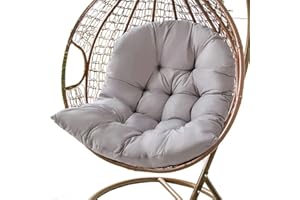 DKIEI Thicken Hanging Basket Chair Cushion, Egg Chair Cushion Wicker Rattan Hanging Seat Cushion for Garden Outdoor Indoor (Only Cushion), 80x120cm, Light Grey