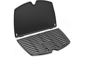 VNIERXFUL Parrilla de hierro fundido 7645 para Weber Q200, Q220, Q2000, Q2200 Series, 27,3 x 38,9 cm, piezas de repuesto para parrilla Weber Grill Set con piezas de repuesto (6559 + 7645 placa de parrilla)