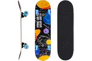 GIEMIT Skateboard Komplettboard Erwachsene Kinder 31x 8 Zoll Skateboards Doppel Kick Deck, ABEC-11 Kugellager, 7-lagigem Ahornholz Geschenke für Jugendliche Mädchen Teenager, mit All-in-One Skate Tools