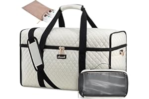 LOVEVOOK Reisetasche Weekender Damen, Große Öffnung Kliniktasche Geburt Handgepäck Reise Tasche Travel Duffle Bag mit Schuhtasche, Krankenhaustasche Sporttasche für Flugzeug Sport Gym, Beige