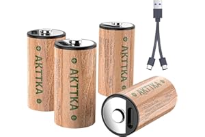 AKTTKA 4-Pack CR123A Batteries Ricaricables Au Lithium, 2100mWh 3V, Porte De Chargement USB-C, 500 Cycles,Compatible avec Lampes Torches, Appareils Médicaux, Caméras De Sécurité, Systèmes D'alarme