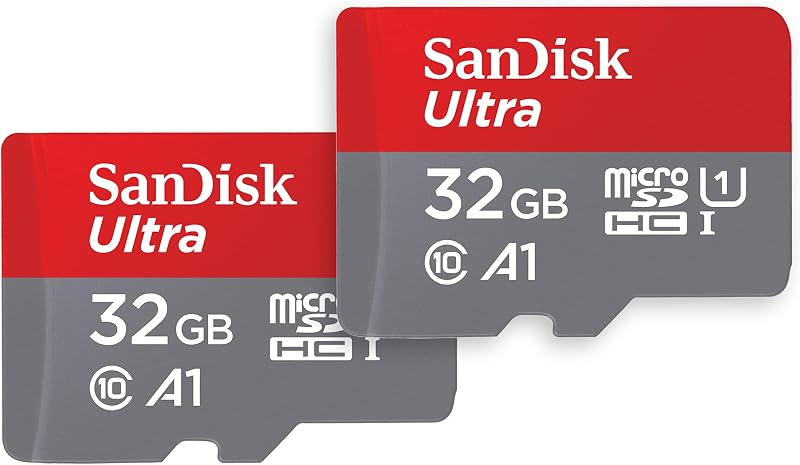SanDisk Ultra 32 GB microSDHC Memory Card + SD Adapter with A1 App Performance Up to 120 MB/s, Class 10, U1 (Twin Pack)