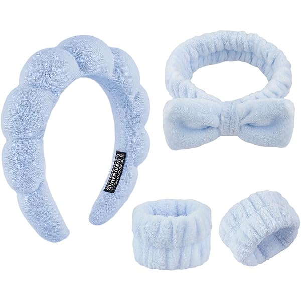 4 Bandeaux Skincare En Microfibre - Pour Soins Du Visage Et Maquillage, Absorbants