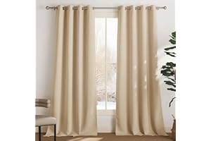 PONY DANCE Rideau pour Pergola - Rideaux d'Extérieur Contre Vent Occultant Thermique Imperméable pour Patio Terrasse Chambre Maison Douche de Piscine, 2 Pcs, 132cm x 243, Jaune Beige