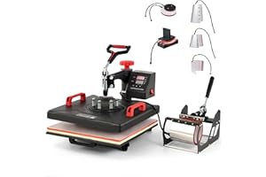 CREWORKS Prensa de Calor Multifuncional 8 en 1 Maquina de Sublimación 38X38CM con Pantalla LED, Giratoria 360° Máquina de Transferencia de Calor para Camisetas (38x38cm 8 en 1 Avanzada)