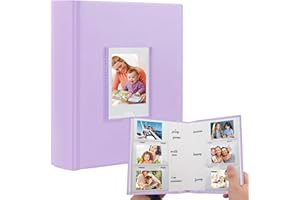 RUIBYTREE Álbum de Fotos con 180 Bolsillos para Cámara Fujifilm Instax Mini 12 11, Ventana Frontal, Libro de Fotos con Espacio para Escribir para Película Polaroid 2x3(Morado)