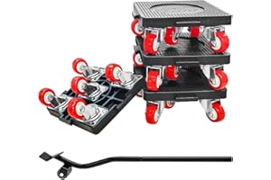 JTZXJJX 5 Wheel Furniture Trolley with Extendable Bar Lifter, Set of 4 for Transporting Heavy Objects, 400 kg Load Capacity