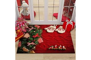 Babioms Navidad Felpudo, Antideslizante Lavable Alfombra Franela Antideslizante,Alfombras de Decoración de Navidad, para el Pasillo, el Salón, el Baño, la Cocina (40 * 60cm)