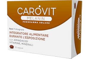 Carovit Melanin, Programma Solare, 20 Compresse, Integratore Abbronzatura, Stimola Melanina, Indicato Durante l'Esposizione al Sole, con Vitamine, Aminoacidi, Minerali e Acido Lipoico
